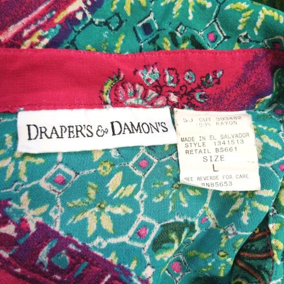 Vibrant patchwork floral rayon button front shirt - Picture 8 of 9